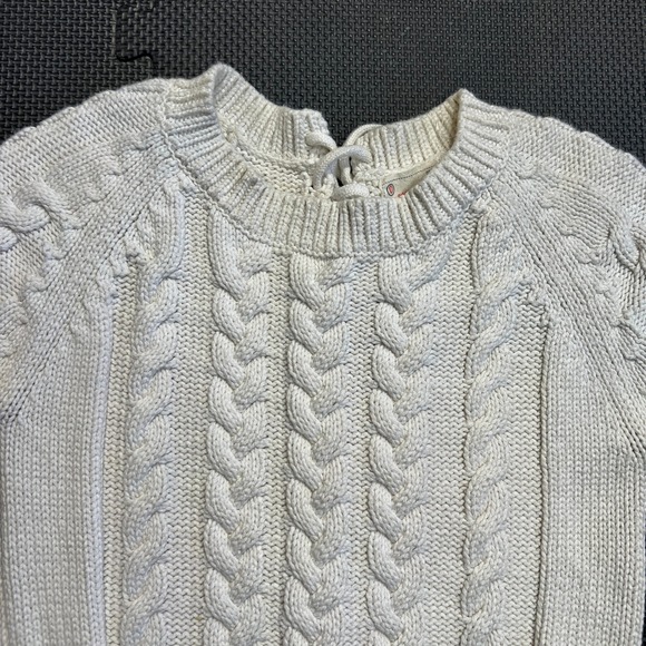 Odd Molly Cable Knit Short Sleeve Sweater Top Lace Up Back Detail Size 0 - Picture 4 of 11